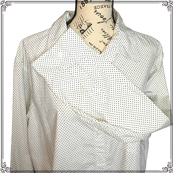 Per Se Micro Dot Button Down Cotton Top Size 2X - Picture 3 of 7